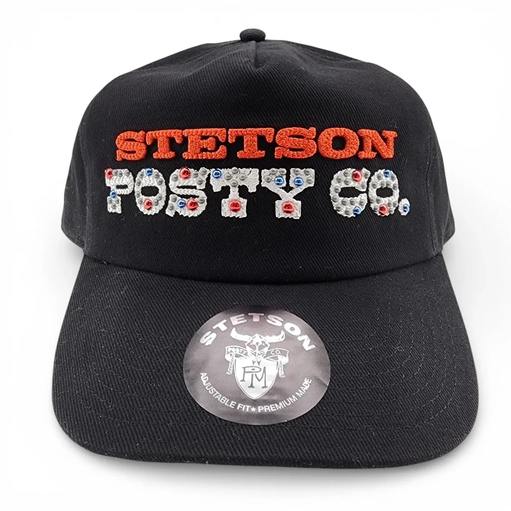Stetson X Post‎ Malone Hat Studded Posty Ball Cap Black Adjustable Snapback NEW